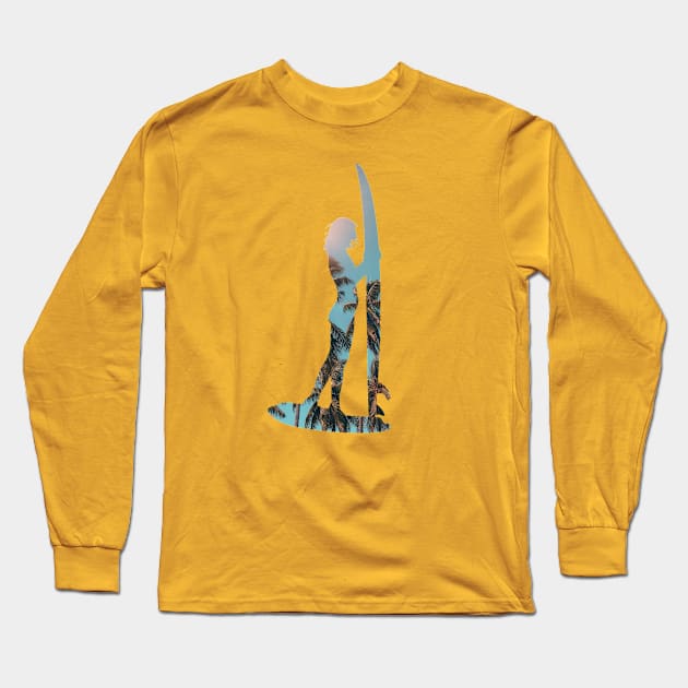 Sunlight Surfer Girl with Surfboards in the sunlight on the Beach - Surf Life & Island Life Long Sleeve T-Shirt by LookFrog